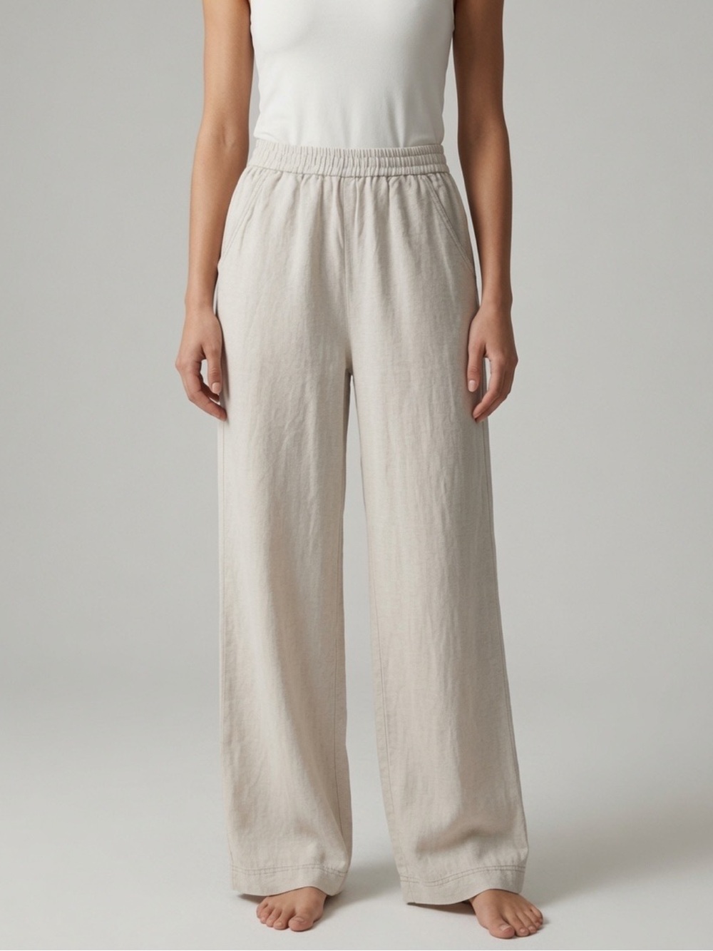Viktoria & Woods Wide Leg Pants in Light Beige